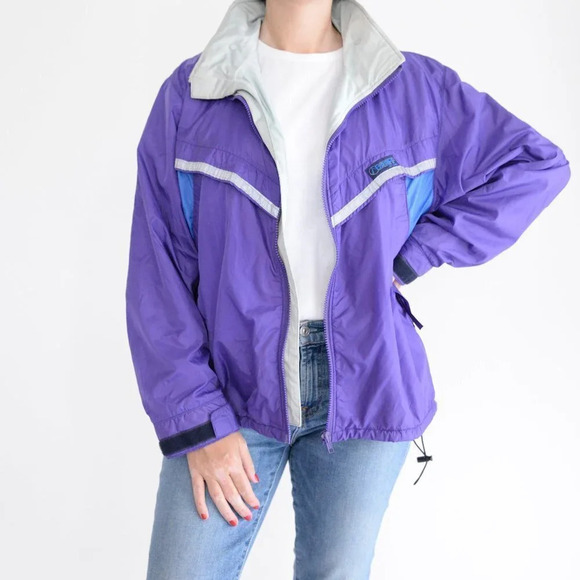 Vintage Banff Purple Gore-tex w Hidden Hood & Reflective Strips Windbreaker L - Picture 2 of 15